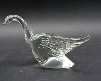 Heisey Elegant Glass Goose Figurine, Wings Half Up
