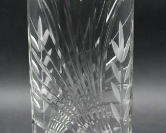 A Hungarian Hand-Cut Lead Crystal Vase with Floral and Geometric Motifs
