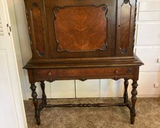 Jacobean style flame mahogany secretary