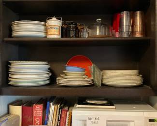 Vintage dishes....calendar plates 1953 to 1970, state plates, Mickey Mouse bowl 1930's