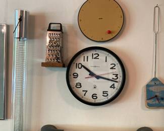 Clock collection - grater clock, fly swatter clock, Moma clock