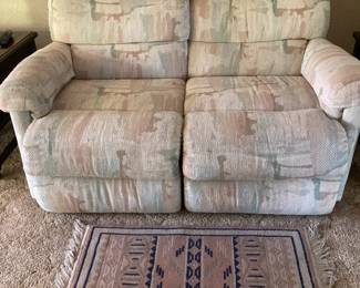 Lazy Boy recliner loveseat, throw rug