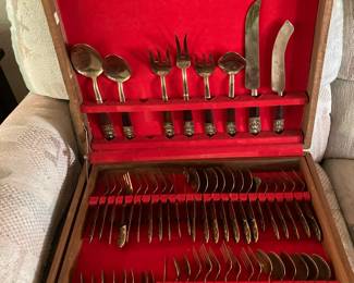 Thai Bronze flatware, 99 pieces