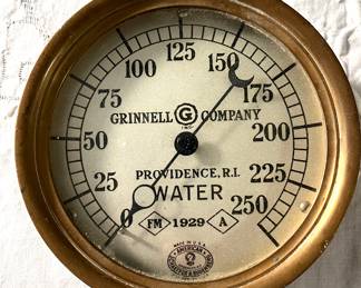 Brass 1929 Grennell Co. water pressure gauge 