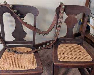 Solid Brass 42 Sleigh Bells with New Leather.