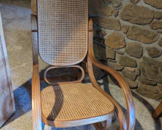 Vintage Bentwood Rocking Chair with Caned seat & back
