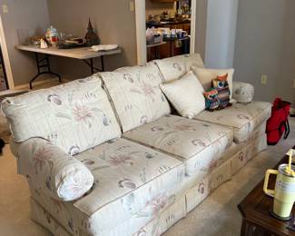 Floral upholstered sofa