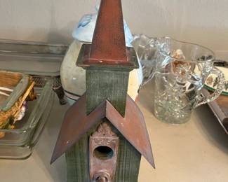 wooden church birdhouse