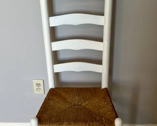 White Ladderback Chair with Rush Seat