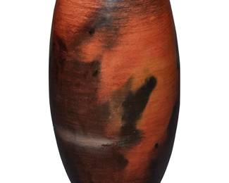 3324
Susie Crank (b. 1966, Navajo/Diné)
A tall redware pottery vase, 1998
Incised to underside: Susie W. Crank / Navajo / '98
With stylized fire clouding throughout
12" H x 6.625" Dia.
Estimate: $200 - $400