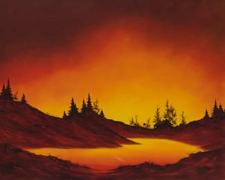 3027
Heinie Hartwig
(b. 1937)
Ranch in a sunset landscape
Oil on canvas
With the incised signature lower left: Heinie
48" H x 60" W
Estimate: $3,000 - $5,000