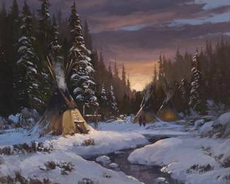 3025
Joni Falk
(b. 1933)
"Sunrise Serenity"
Oil on canvas
Signed and inscribed lower left: Joni Falk W/AWA; titled on the frame plaque
20" H x 20" W
Estimate: $2,000 - $3,000