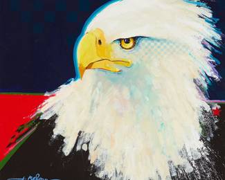 3058
Jim Nelson
(1943-2022)
"Eye of the Hunter"
Acrylic on birch
Signed lower left: J. Nelson; titled verso
18" H x 20" W
Estimate: $1,000 - $1,500