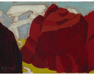 3038
Conrad Buff
(1886-1975)
Mountain landscape
Oil on paperboard
Signed lower left: C. Buff
8" H x 11" W
Estimate: $400 - $600