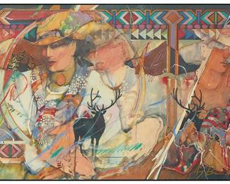 3069
Amy Burnett
(b. 1944)
"From a Train Window," 1991
Offset image on panel
Signed in gold ink lower right: Amy Burnett; with the printed title and dated 1991 near the lower edge, at left
13.5" H x 25" W x 0.125" D
Estimate: $1,000 - $1,500