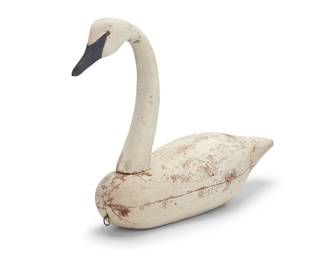 3172
A carved wood swan decoy
20th century
Unmarked
Painted carved wood
20.75" H x 30.75" W x 9.75" D
Estimate: $400 - $600
