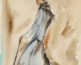 3102
Ted De Grazia
(1909-1982)
"A Work Sketch El Padre de California," 1968
Watercolor and ink on paper
Signed, titled, dated, and inscribed in ink along the lower edge: De Grazia / 1968 / "Arizona USA"
Sight: 11.5" H x 8.5" W
Estimate: $1,000 - $1,500