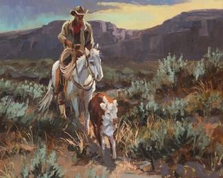 3016
Don Brown
(20th century)
"Long Day," 2001
Oil on Masonite
Signed lower right: © Brown '01; titled and numbered "#030106," verso
11.5" H x 9" W
Estimate: $200 - $300