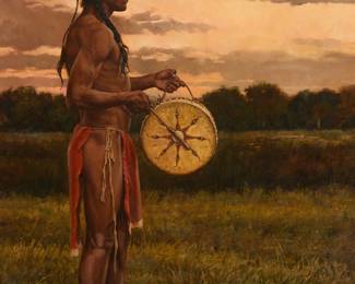 3036
Steven Lang
(b. 1960)
"New Sun Rising"
Oil on canvas
Signed lower right: © Lang; titled on the frame plaque
36" H x 26" W
Estimate: $1,000 - $1,500