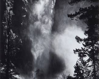 3129
After Ansel Adams
(1902-1984)
"Bridalveil Fall, Yosemite National Park," circa 1927
Gelatin silver print on paper
Unsigned; Alan Ross, California, 2006, prntr., and his initials, verso; with the special edition ink stamp, verso
Image/Sheet: 9.375" H x 7.25" W
Estimate: $600 - $800