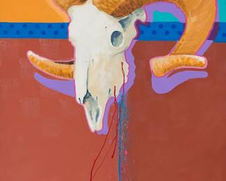 3056
Jim Nelson
(1943-2022)
"High Mountain Sheep," 2000
Acrylic on board
Signed and dated lower left: J. Nelson 00; signed again, titled, and with the artist's copyright, all verso
48" H x 36" W
Estimate: $1,500 - $2,000