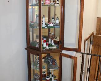 display case and lighthouses