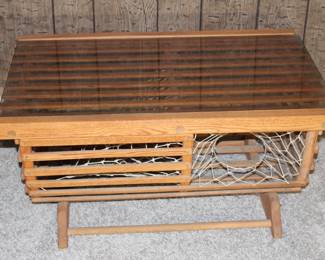 lobster trap inspired table with glass top
