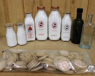 milk bottles and caps 