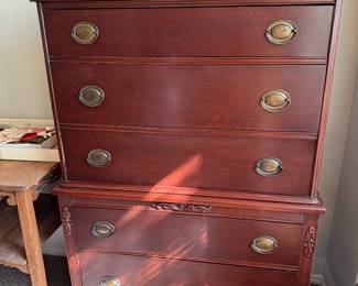 vintage mahogany tall boy dresser