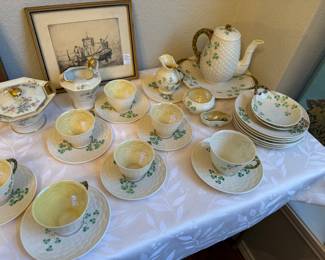 Belleek Classic Shamrock fine Parian china tableware set