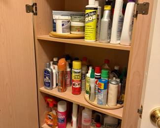 misc cleaning products, utility cabinet