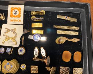 Vintage Cub Scout Wolf Neckerchief Slide, Pair of U.S. Army Military Police Officer Branch Insignia pins, Tie Tacks & Cufflinks