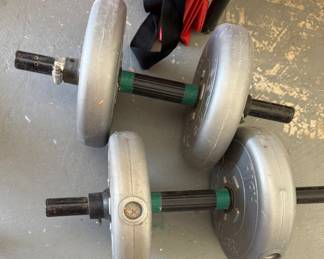 Pair of Adjustable Dumbbells with Plastic Weight Plates
