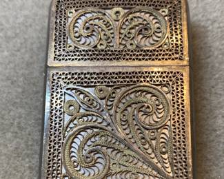 Zippo Slim Filigree Lighter a zippo with Venetian brass with a Silver Metal Overlay 