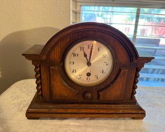 antique wood mantel clock