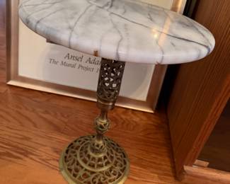 brass side table with marble top