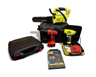 77 LikeNewRyobiBatteryChainsawDrillsAccessoryKit