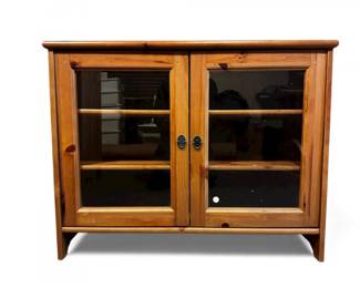 111 WoodEntertainmentStandwGlassDoorsShelves