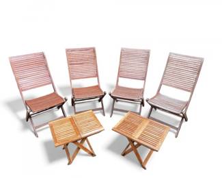88 TensenFoldingOutdoorSet4Chairs2TablesWoodSlatDesign