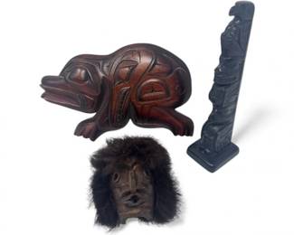 8 FredMyraTlingitFrogCarvingTotemKevinTouchieMaskLot