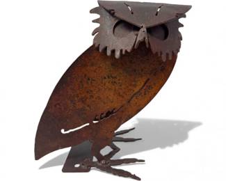 24 RusticMetalOwlSculptureCutSteelArt8Tall