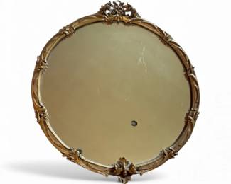 55 AntiqueRoundGoldWoodFramedMirrorOrnateStyle