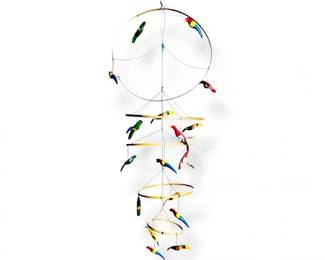72 VintageHangingKineticArtwColorfulBirds