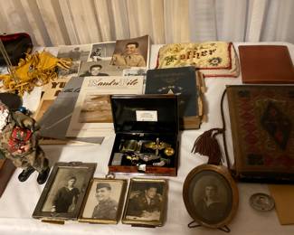 WWII medals, scrapbook, photos, mags.