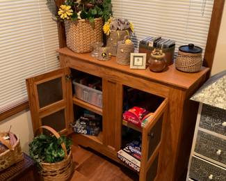 Pie safe, games, decor.