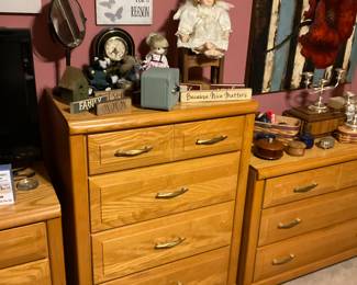 Dolls, mirror, bank, misc signs