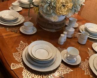 Noritake china Augusta pattern. Service for 8 plus serving pieces.