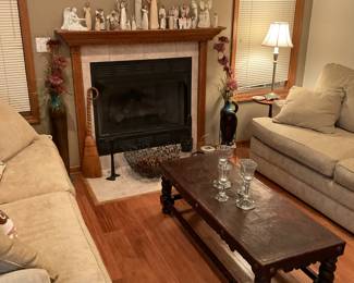 Leather covered coffee table, La Z Boy couches