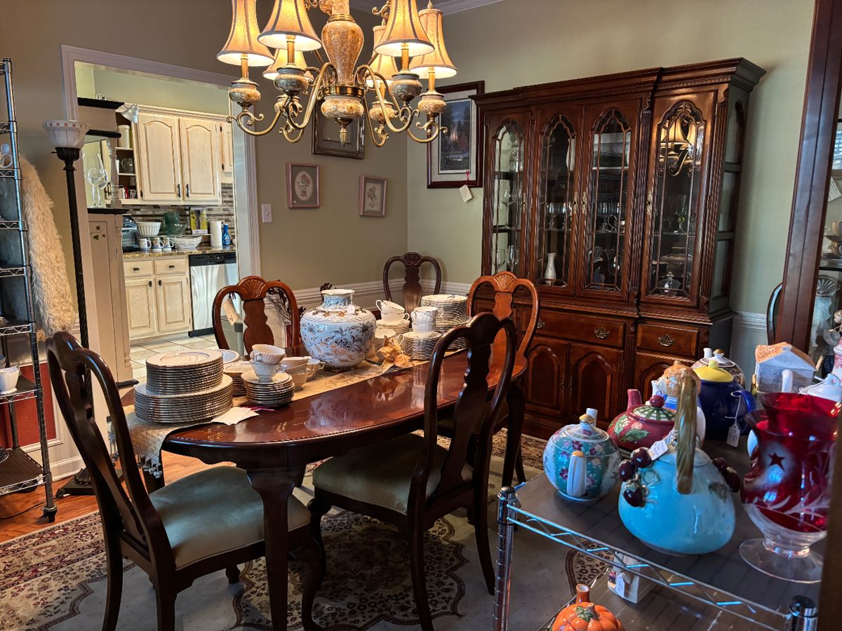 dining room table with chairs Display case with drawers and storage