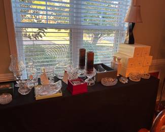 crystal items some Waterford items new Lenox vases